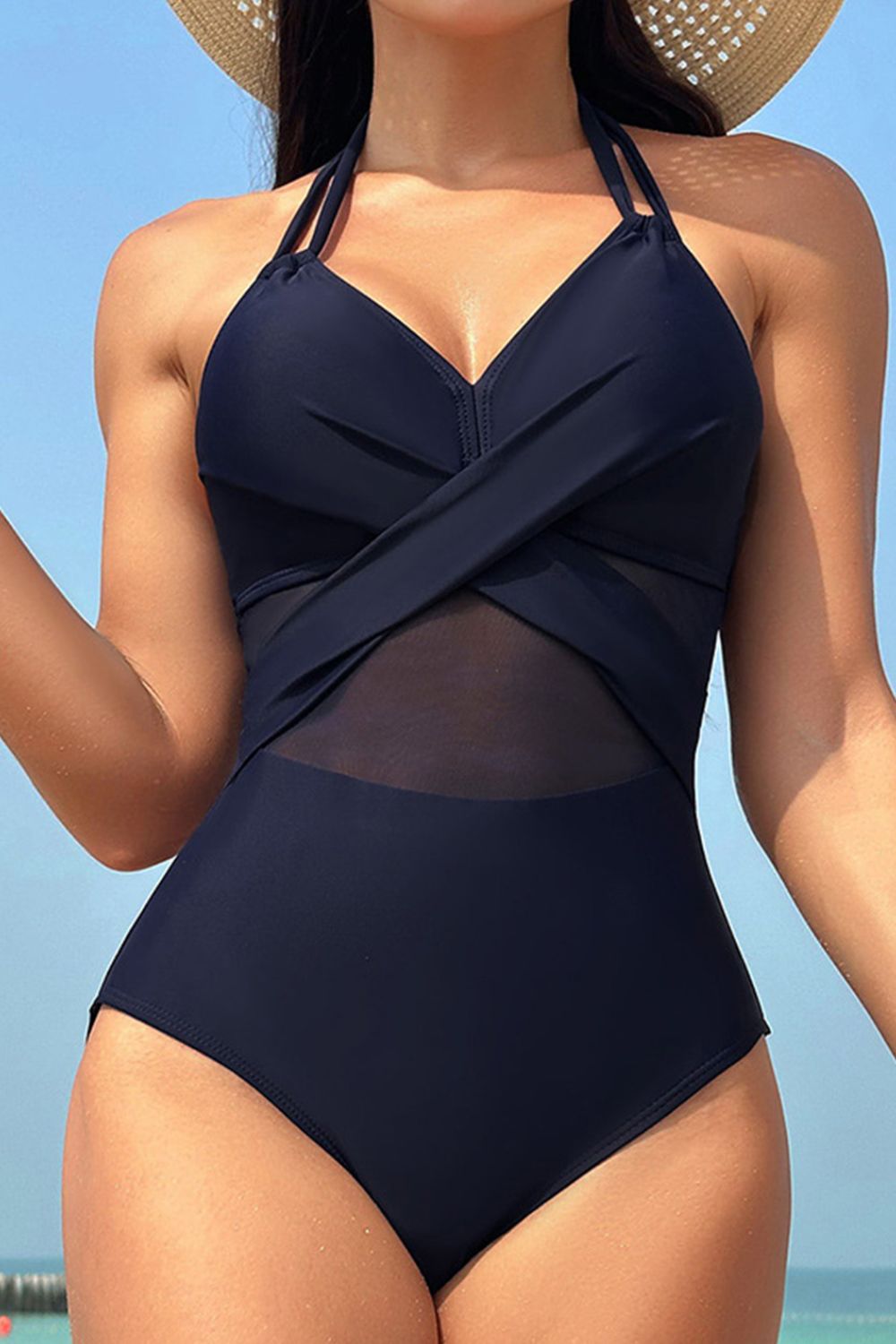 Crisscross Halter Neck One - Piece Swimwear - ViarousViarousViarous