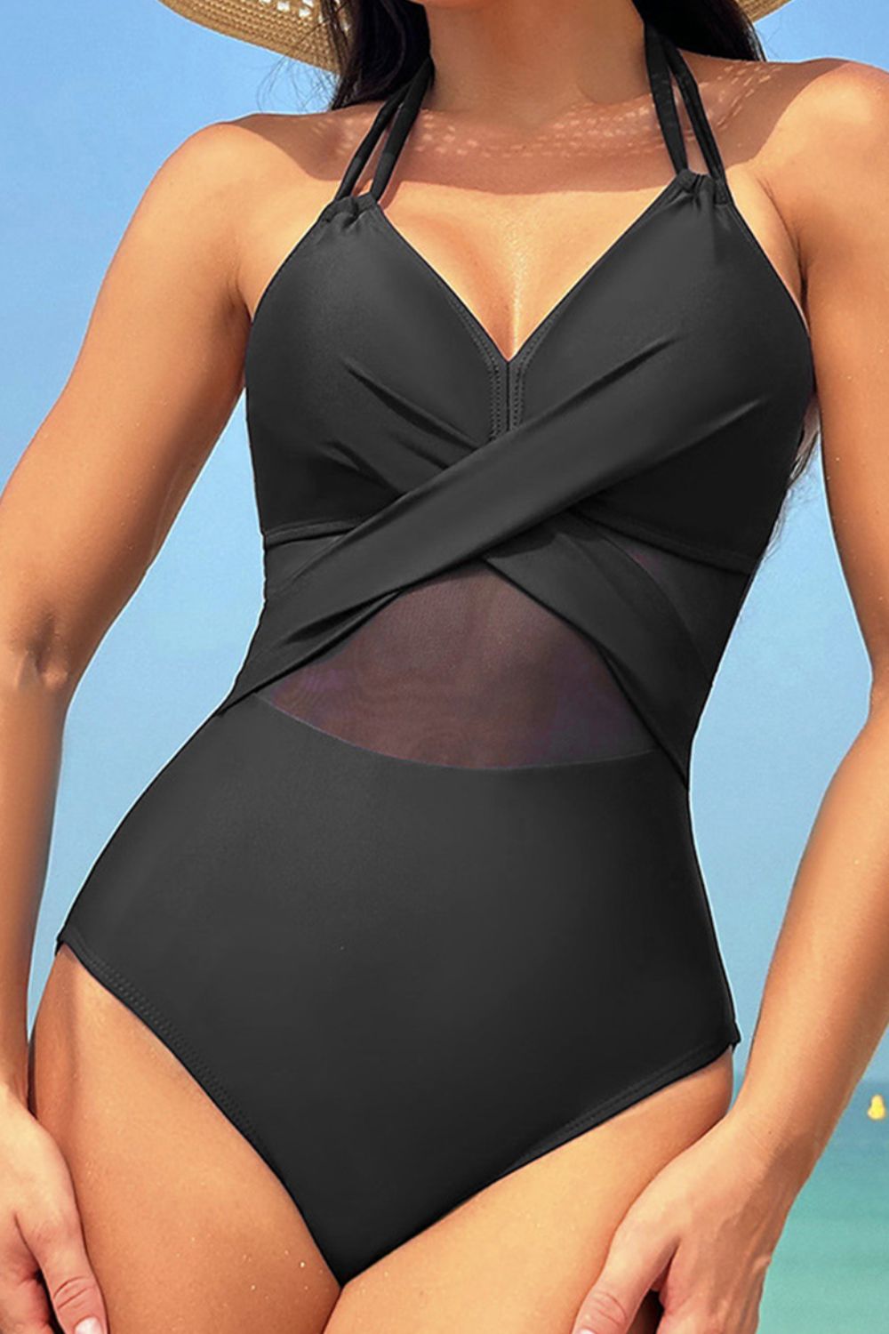 Crisscross Halter Neck One - Piece Swimwear - ViarousViarousViarous