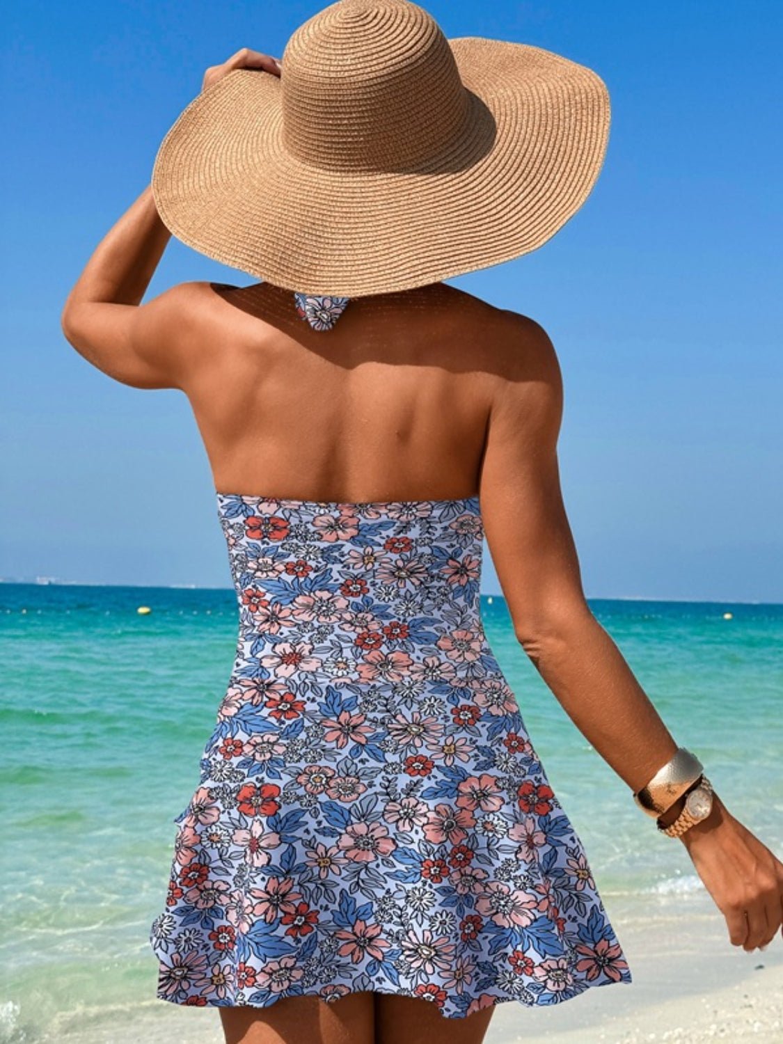 Cutout Printed Halter Neck One - Piece Swimwear - ViarousViarousViarous