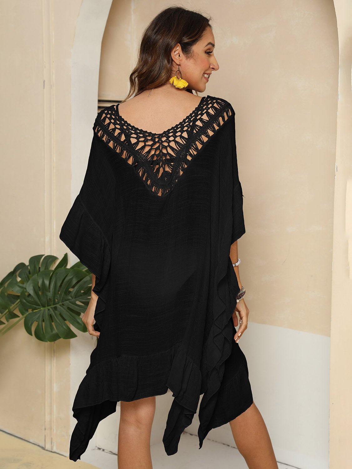 Cutout Ruffled Half Sleeve Cover - Up - ViarousViarousViarous