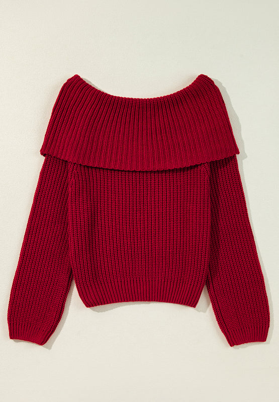 Off-Shoulder Long Sleeve Sweater - Viarous