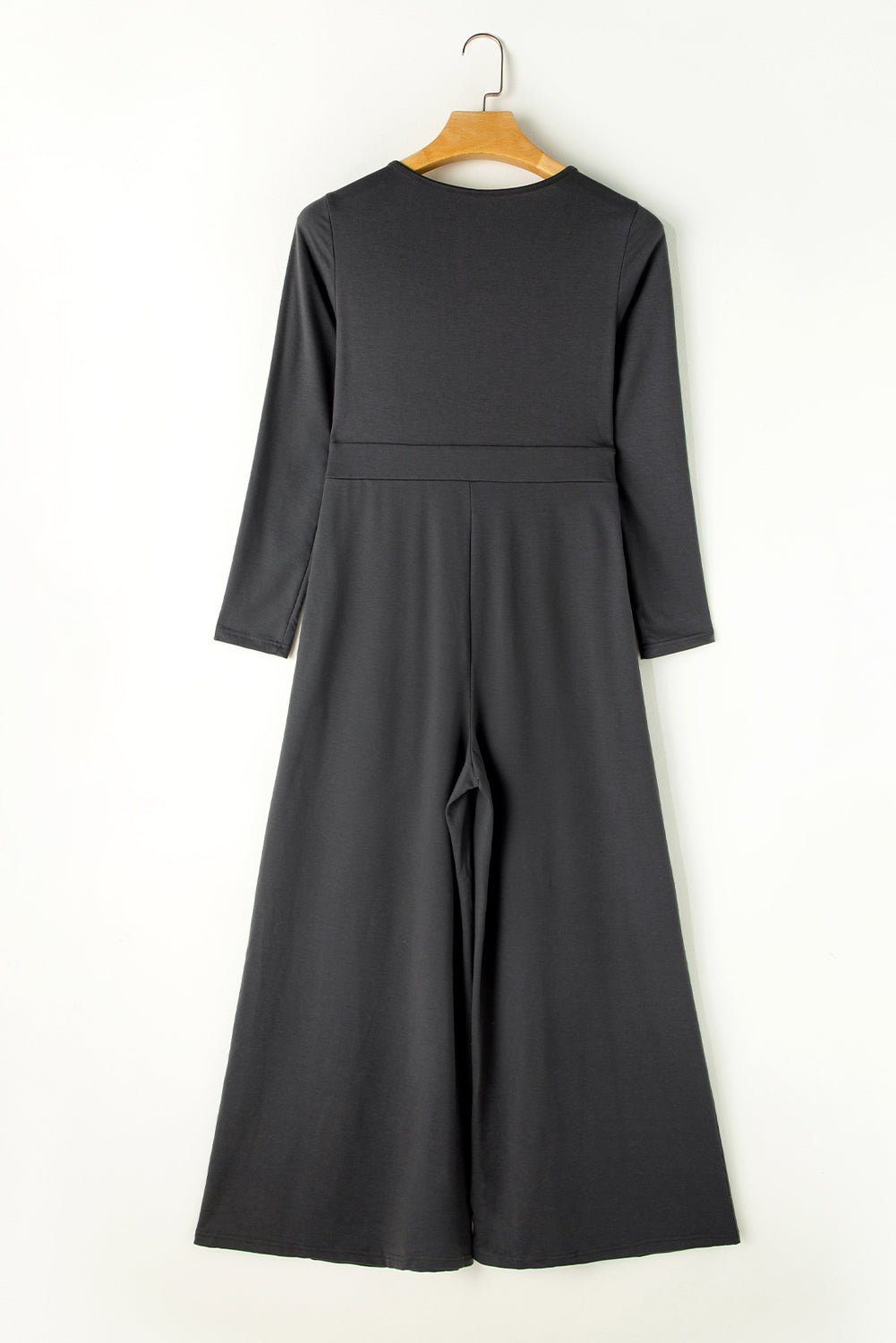 Pocketed Long Sleeve Wide Leg Jumpsuit - Viarous