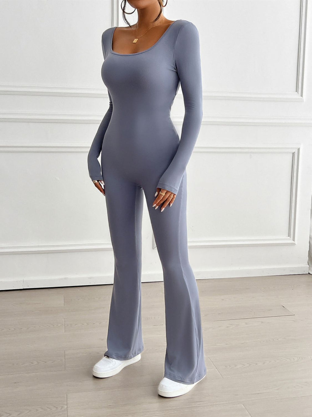 Devine Cutout Scoop Neck Long Sleeve Jumpsuit - ViarousViarousViarous