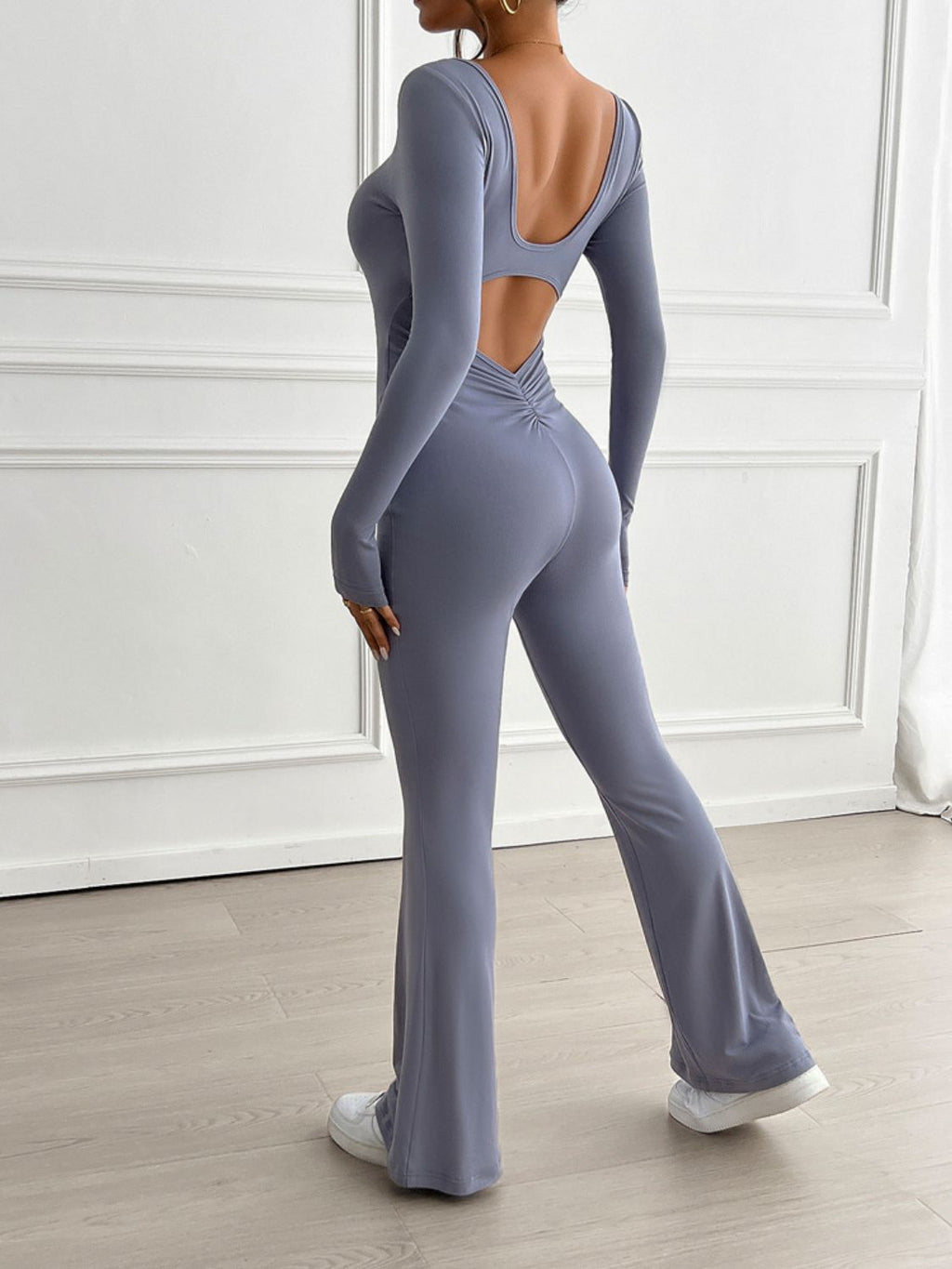 Devine Cutout Scoop Neck Long Sleeve Jumpsuit - ViarousViarousViarous