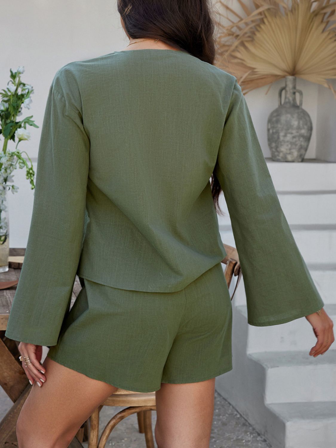 Devine Double Tied V - Neck Top and Shorts Set - ViarousViarousViarous