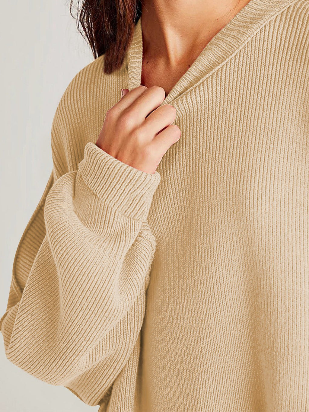 Double Take Side Slit Round Neck Long Sleeve Sweater - ViarousViarousViarous