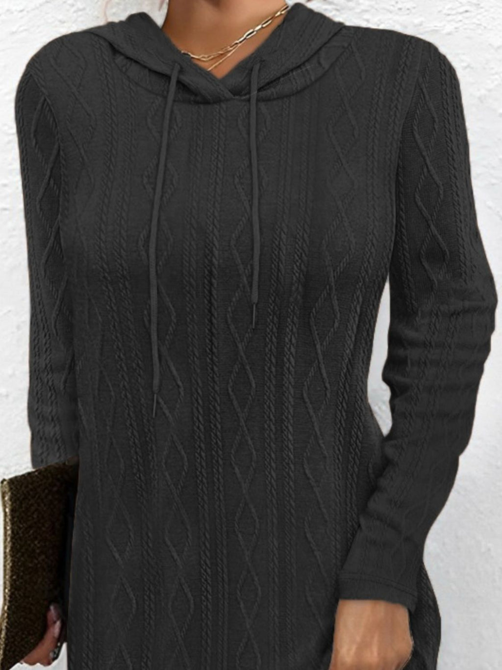 Drawstring Hooded Sweater Dress - ViarousViarousViarous