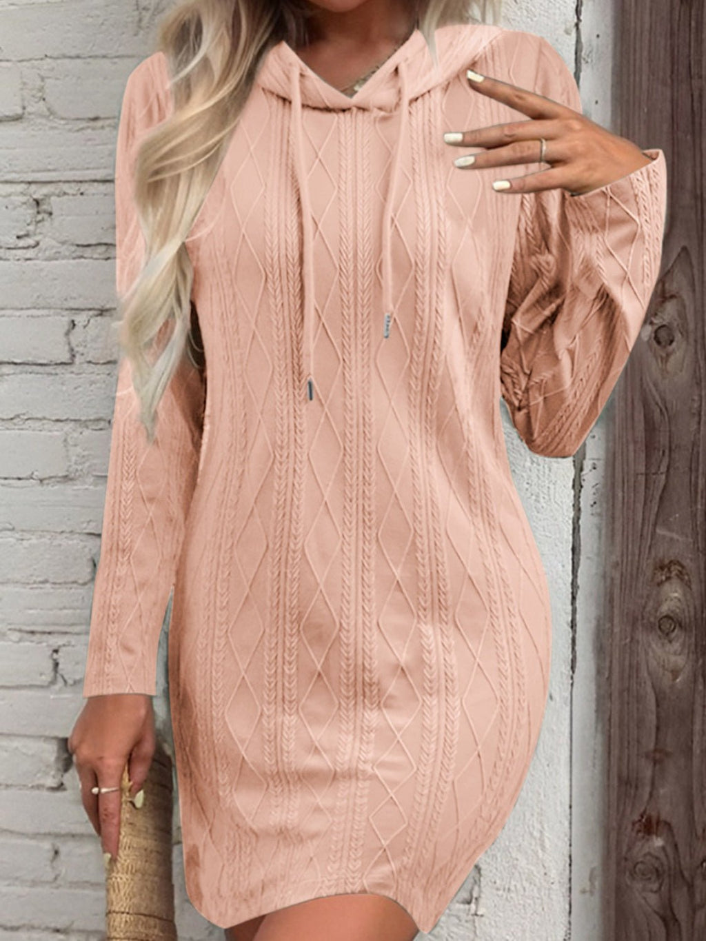 Drawstring Hooded Sweater Dress - ViarousViarousViarous