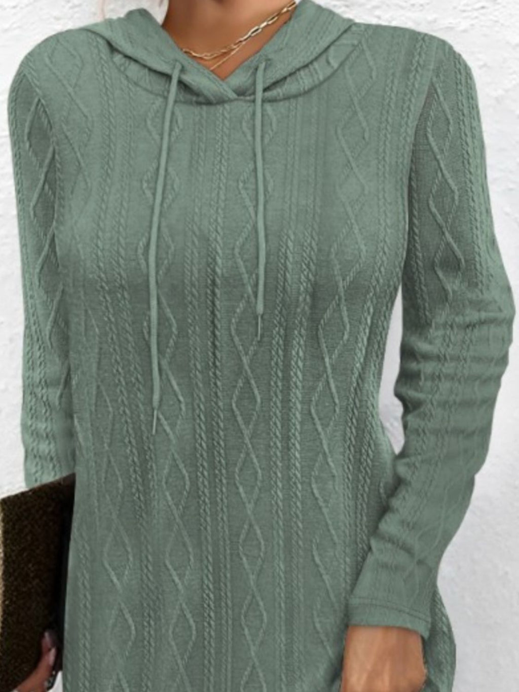 Drawstring Hooded Sweater Dress - ViarousViarousViarous