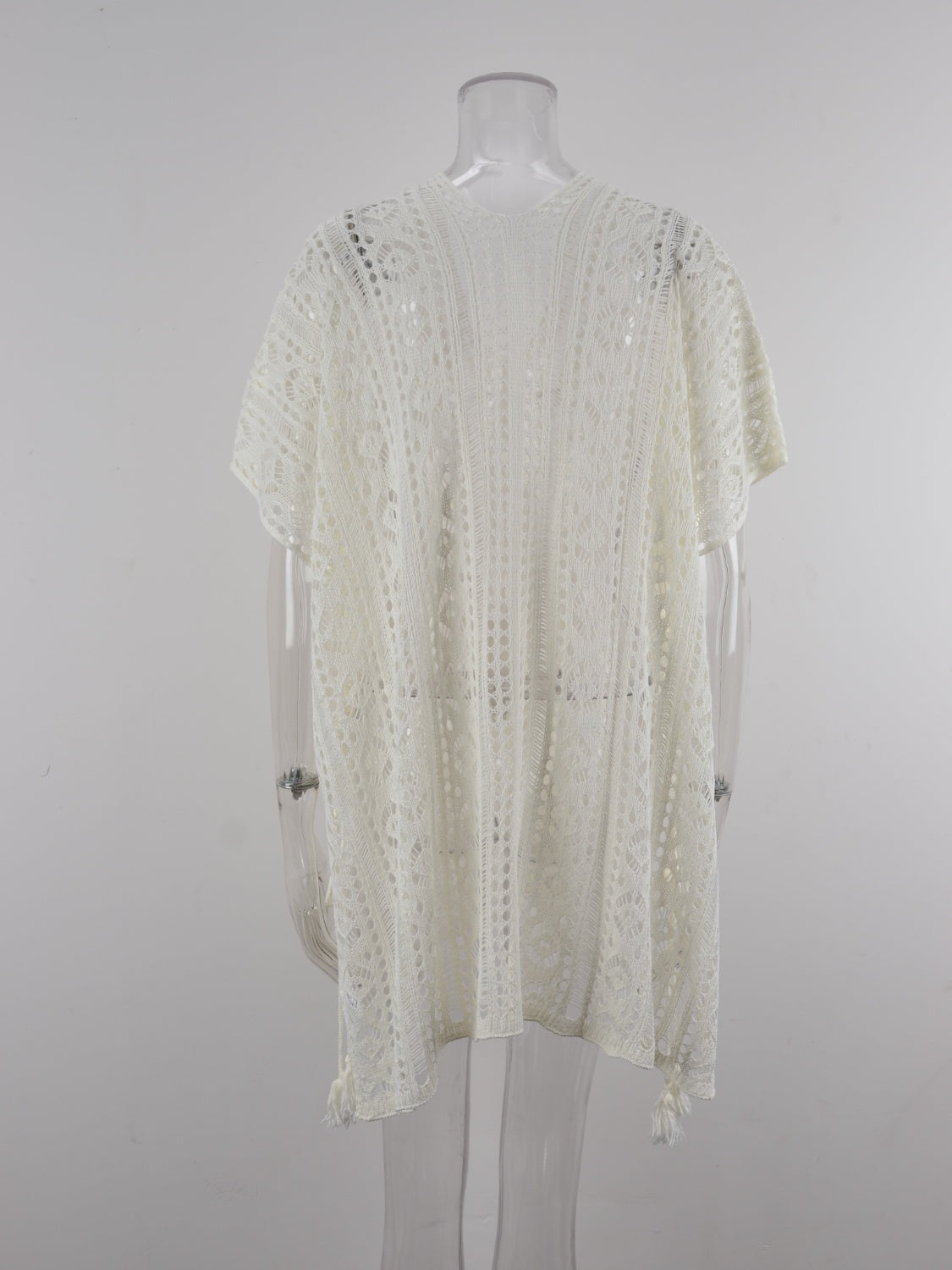 Angel Wings Cutout V-Neck Cover-Up with Tassel - Viarous