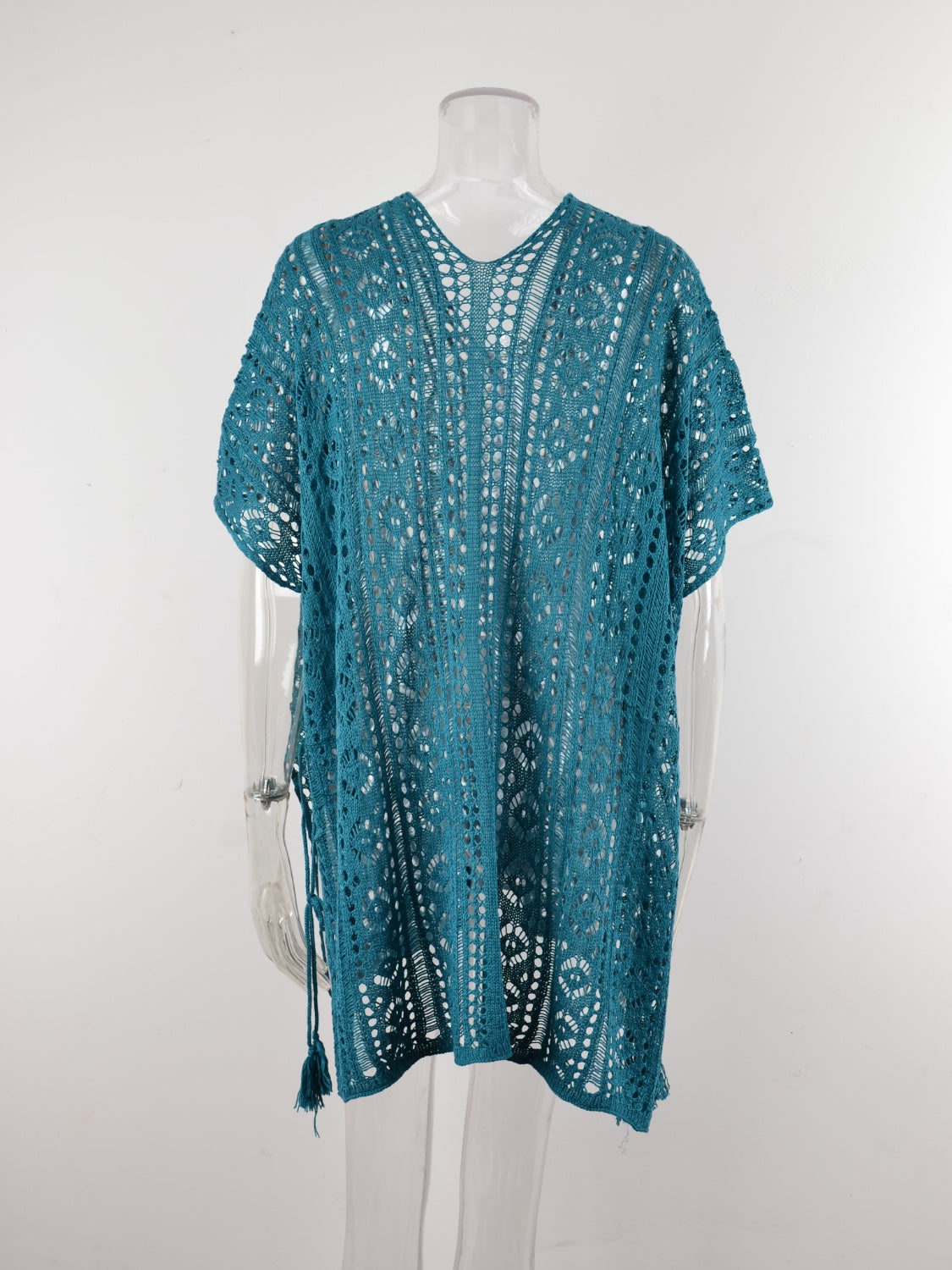 Angel Wings Cutout V-Neck Cover-Up with Tassel - Viarous
