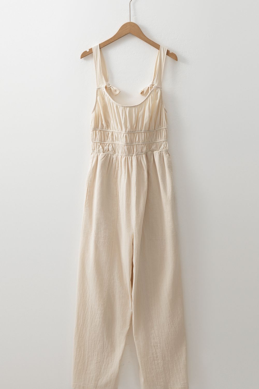 Ruched Sleeveless Wide Leg Jumpsuit - Viarous
