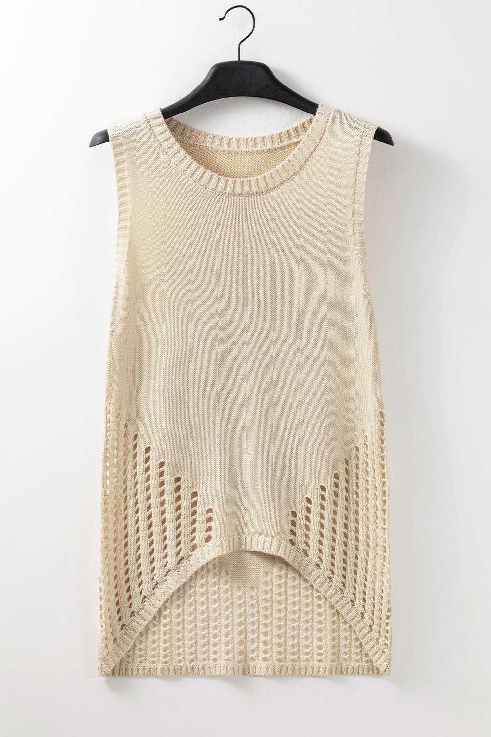 Openwork Round Neck Knit Vest - Viarous