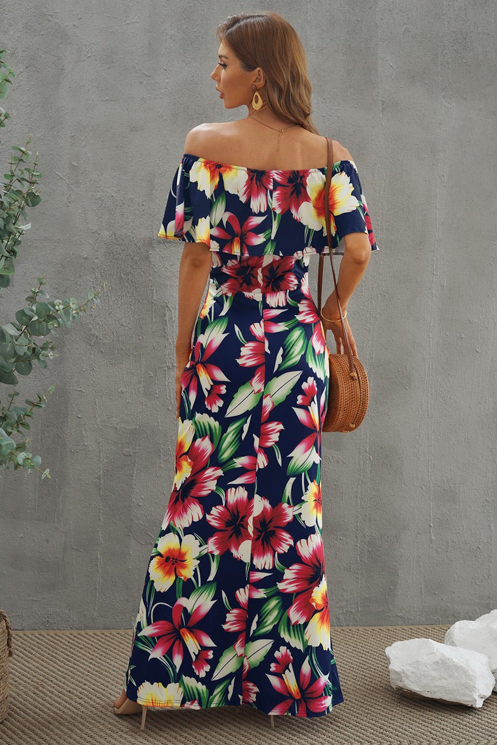 Floral Layered Off - Shoulder Maxi Dress - ViarousViarousViarous