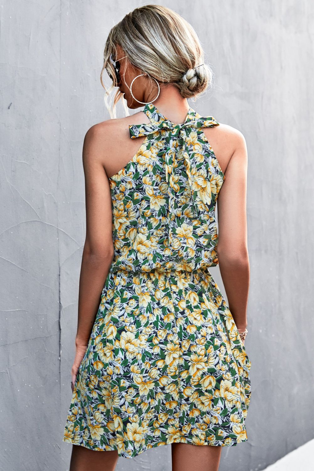 Floral Tied Sleeveless Mini Dress - ViarousViarousViarous
