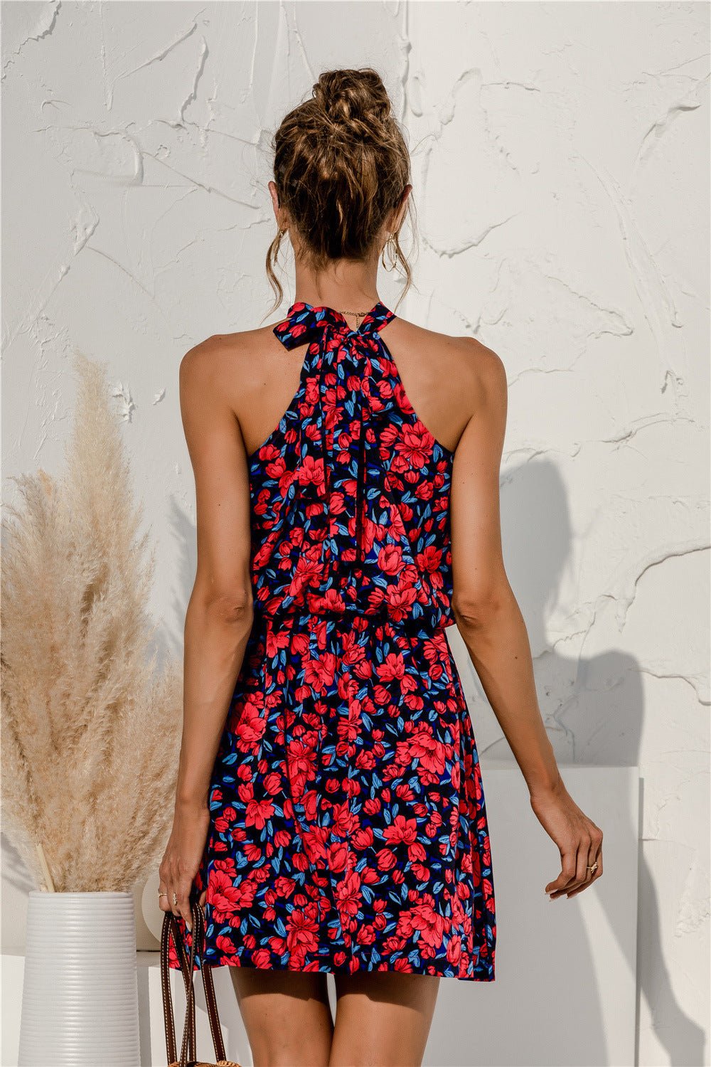 Floral Tied Sleeveless Mini Dress - ViarousViarousViarous