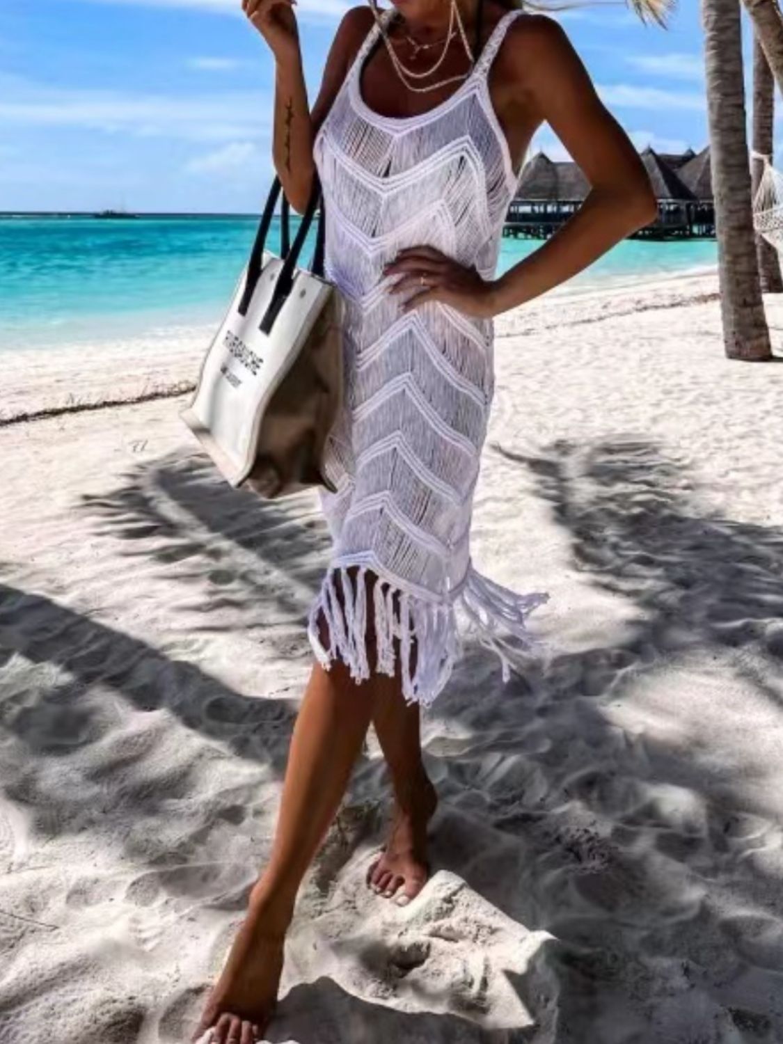 Fringe Scoop Neck Cover - Up - ViarousViarousViarous
