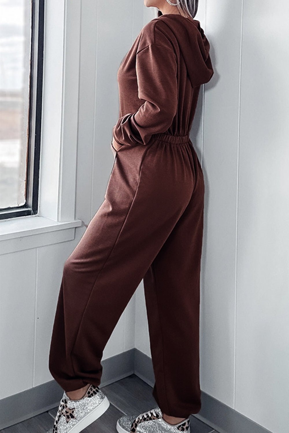 Full Size Drawstring Long Sleeve Jumpsuit - ViarousViarousViarous