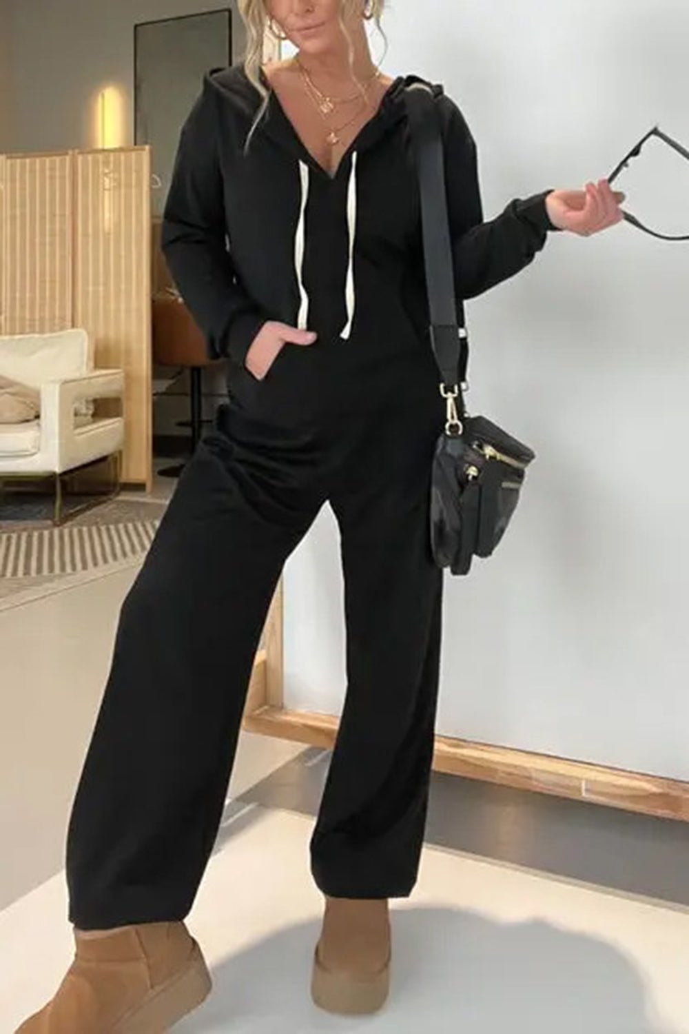 Full Size Drawstring Long Sleeve Jumpsuit - ViarousViarousViarous