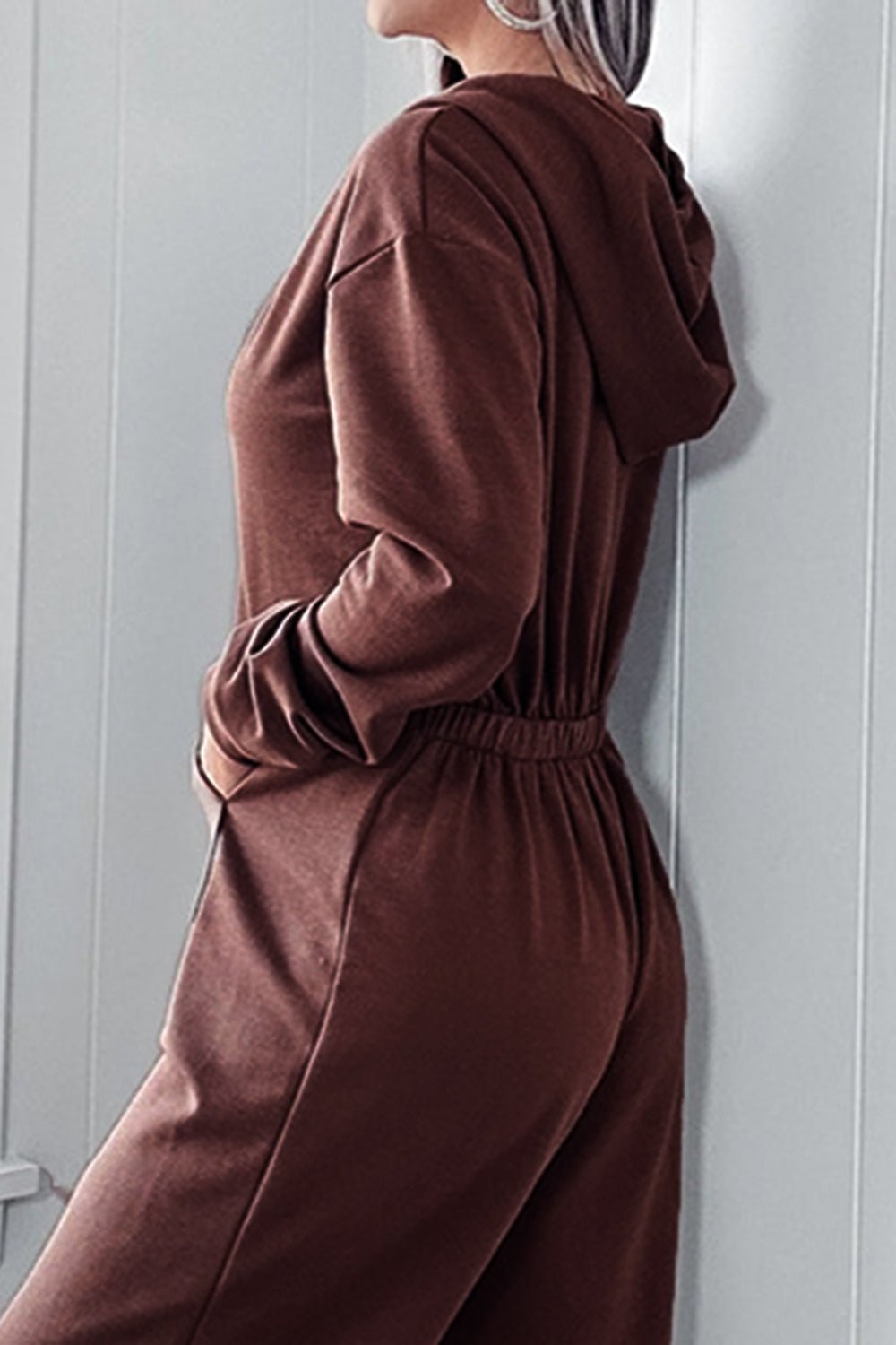 Full Size Drawstring Long Sleeve Jumpsuit - ViarousViarousViarous