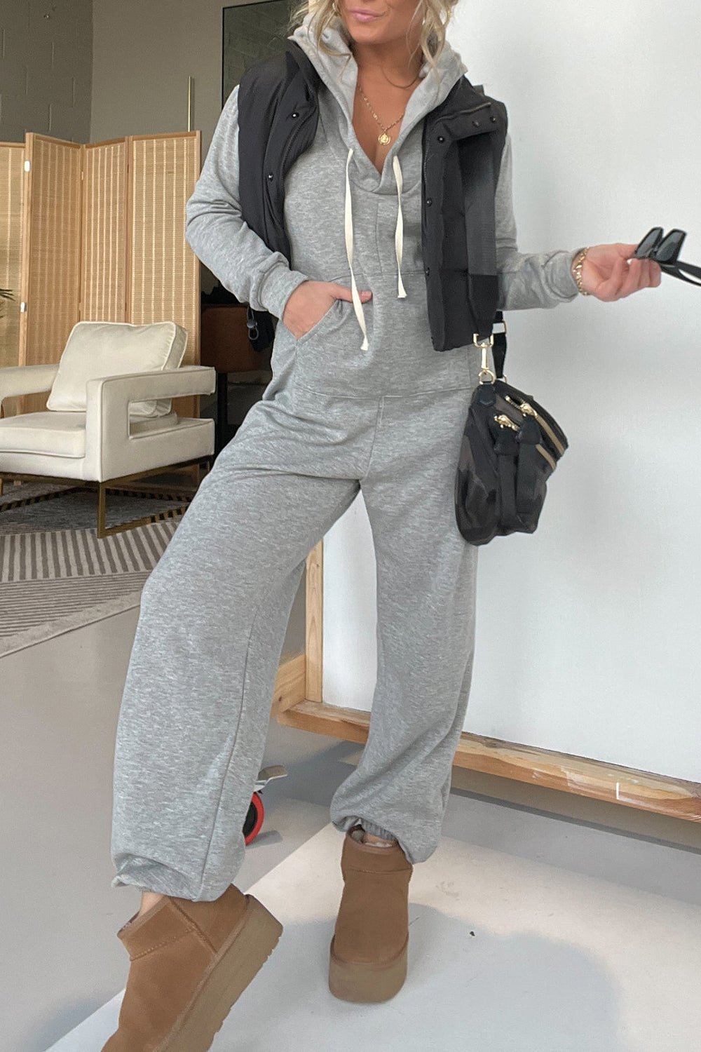 Full Size Drawstring Long Sleeve Jumpsuit - ViarousViarousViarous