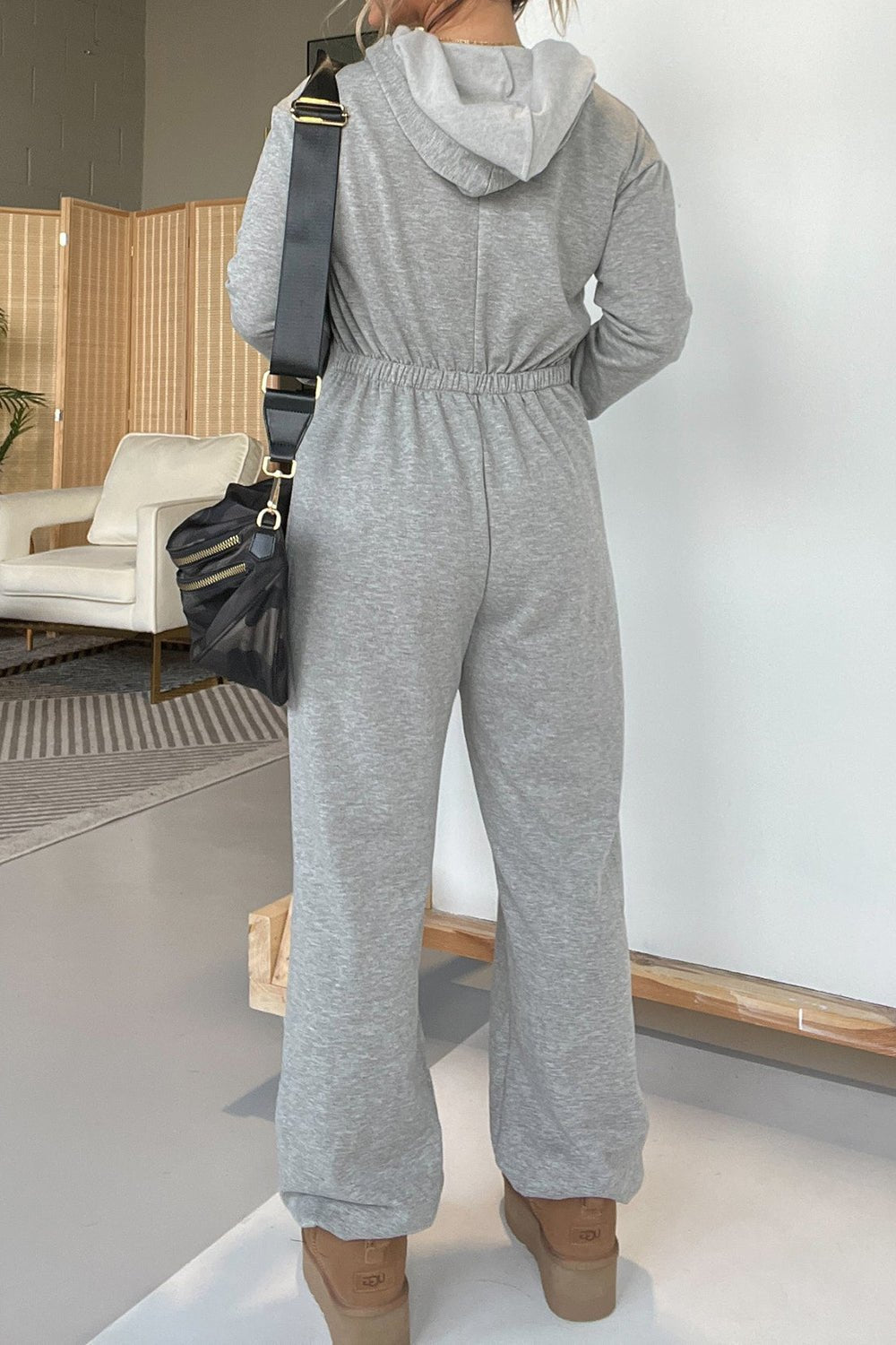 Full Size Drawstring Long Sleeve Jumpsuit - ViarousViarousViarous