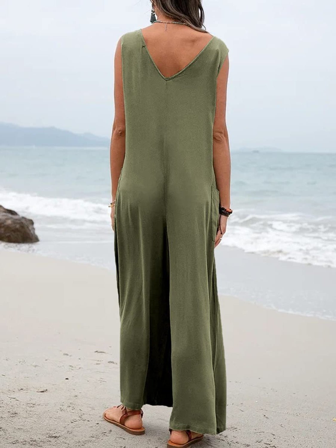 Full Size Wide Strap Jumpsuit with Pockets - ViarousViarousViarous