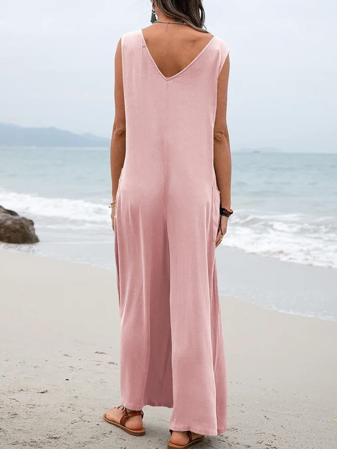 Full Size Wide Strap Jumpsuit with Pockets - ViarousViarousViarous