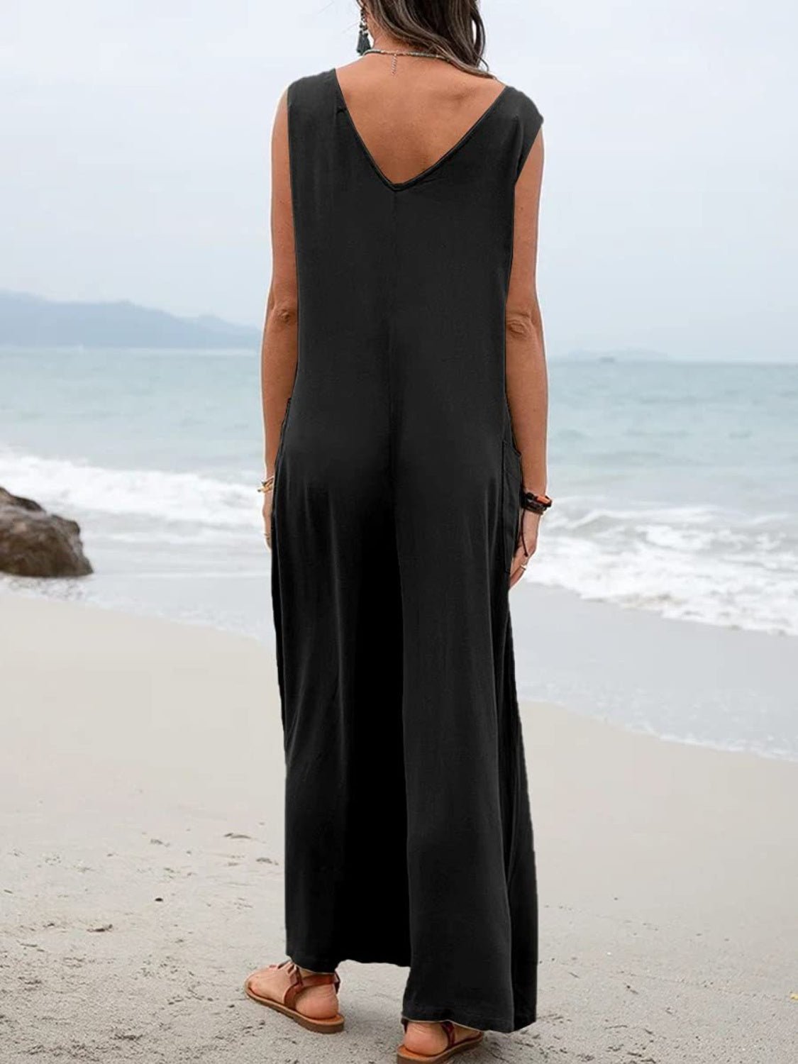 Full Size Wide Strap Jumpsuit with Pockets - ViarousViarousViarous