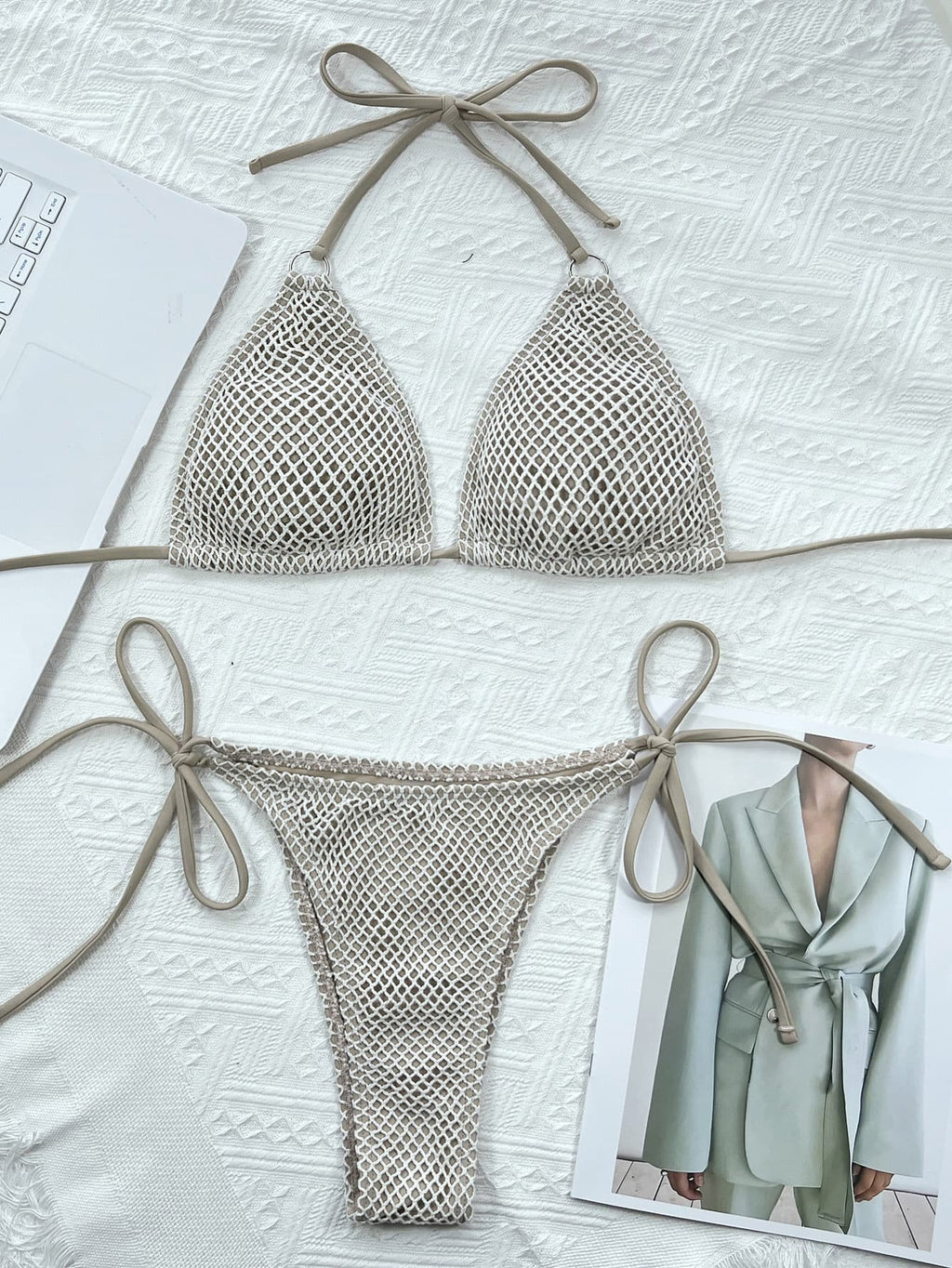 Halter Neck Tie Back Bikini Set - ViarousViarousViarous