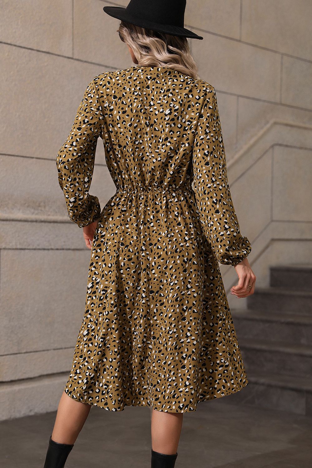 Honey Printed Long Sleeve Midi Dress - ViarousViarousViarous