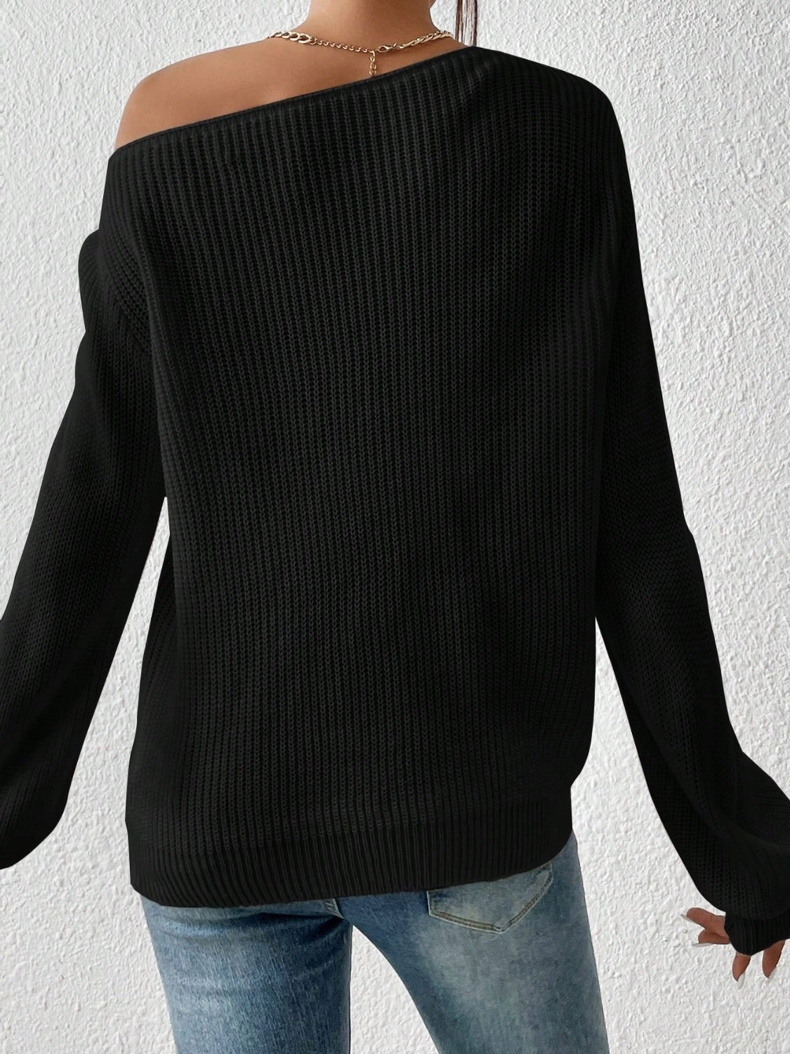 Honey Single Shoulder Long Sleeve Sweater - ViarousViarousViarous