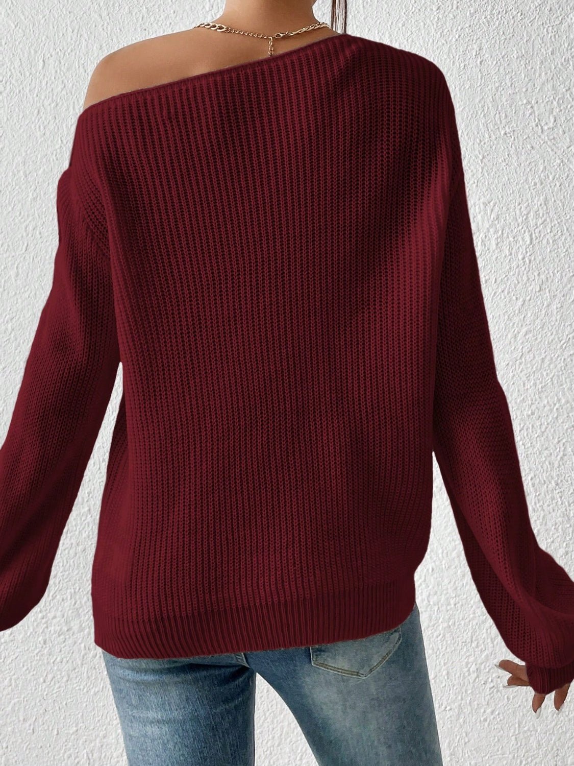 Honey Single Shoulder Long Sleeve Sweater - ViarousViarousViarous