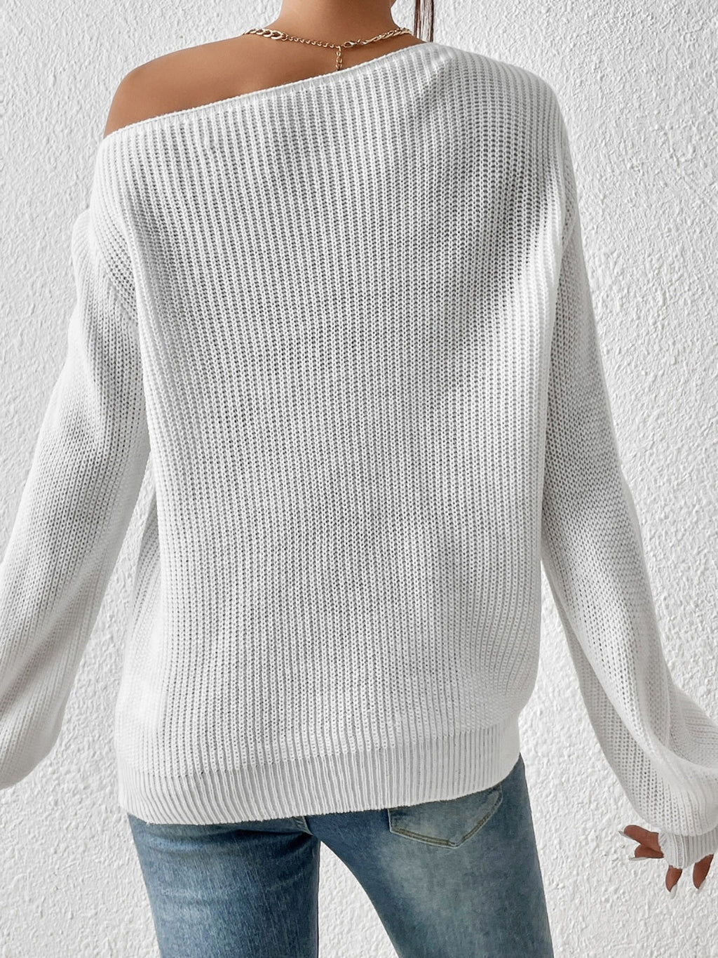 Honey Single Shoulder Long Sleeve Sweater - ViarousViarousViarous