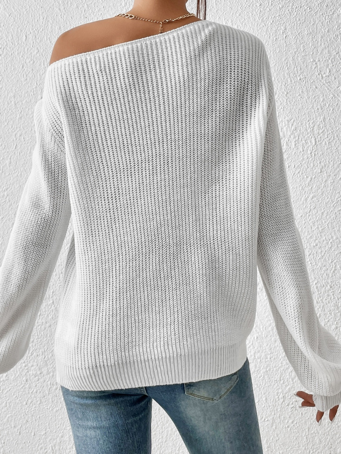 Honey Single Shoulder Long Sleeve Sweater - ViarousViarousViarous