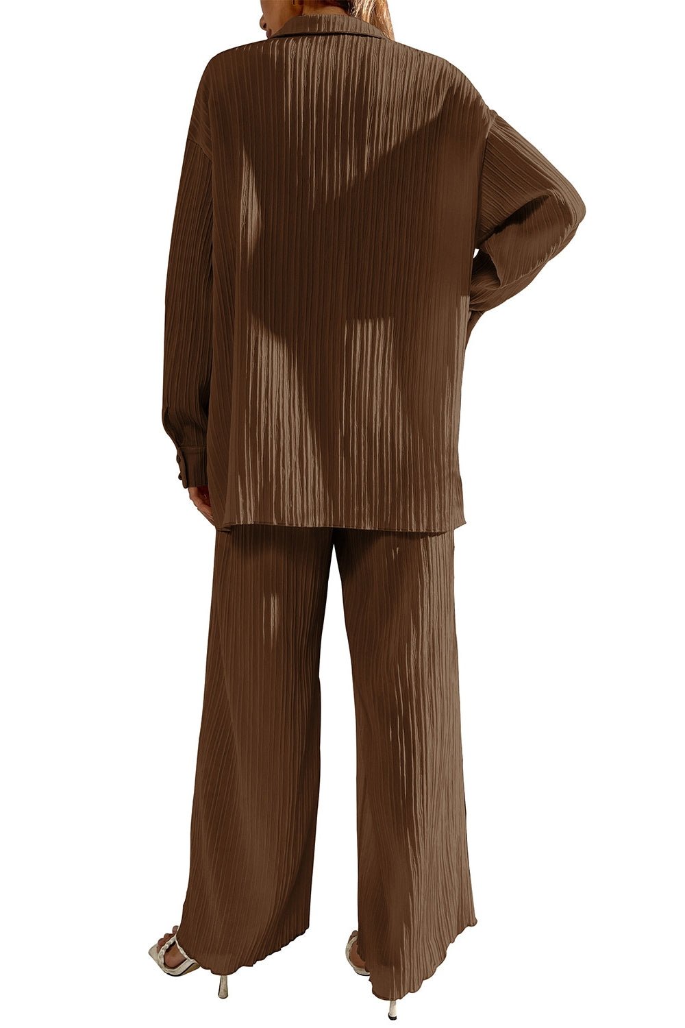 Johnny Collar Button Down Top and Pants Set - ViarousViarousViarous