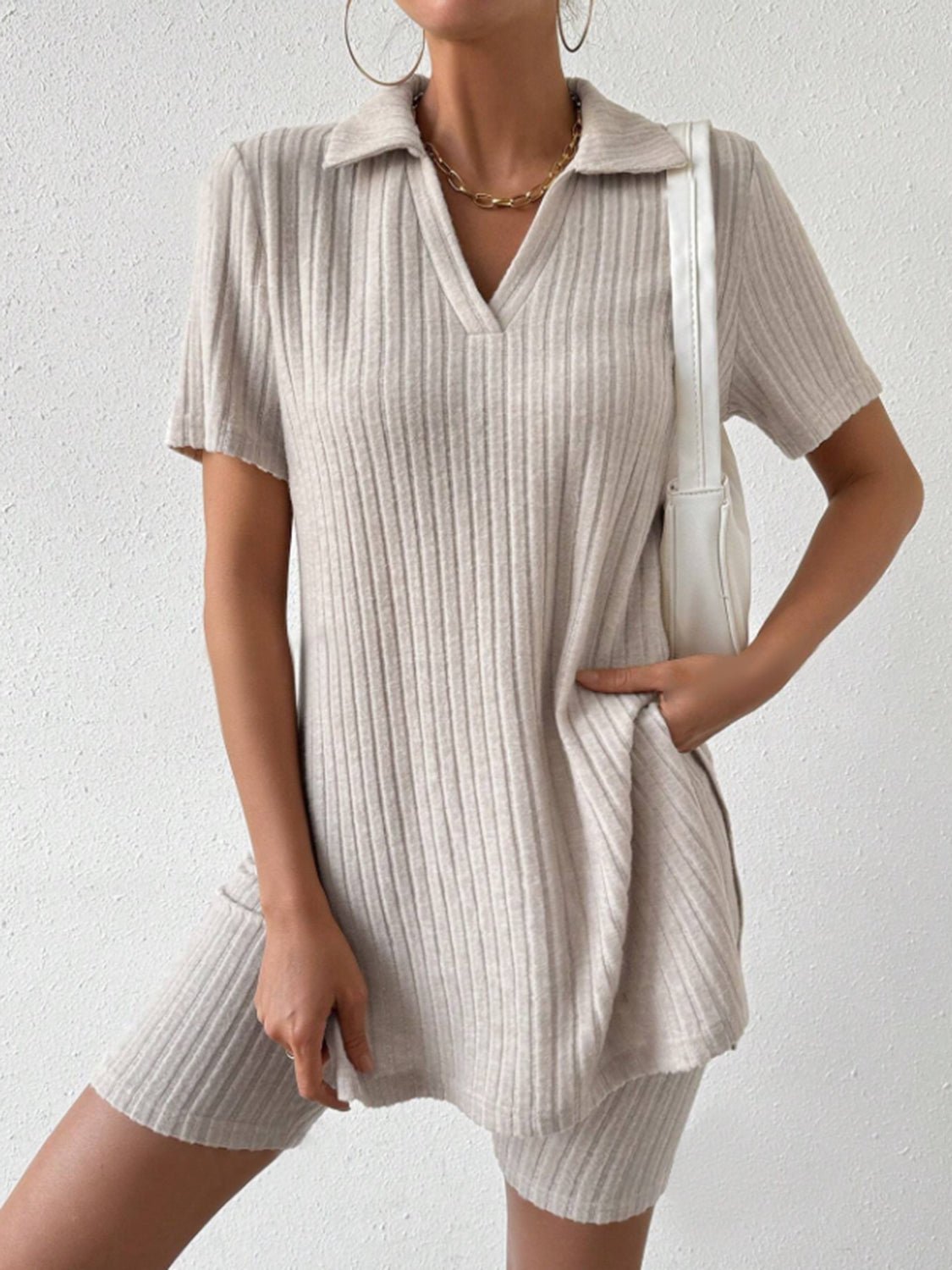 Johnny Collar Short Sleeve Top and Shorts Set - ViarousViarousViarous