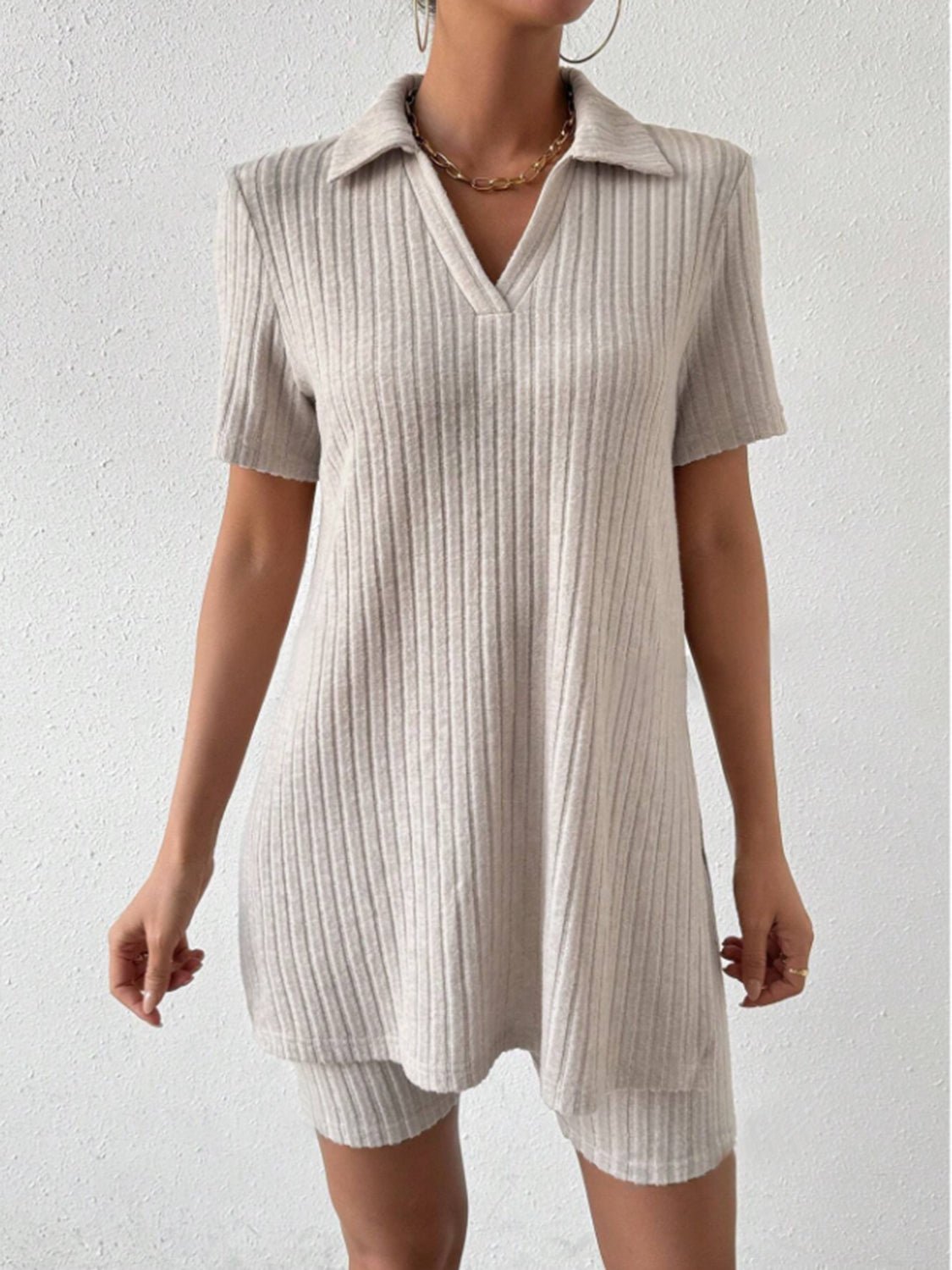 Johnny Collar Short Sleeve Top and Shorts Set - ViarousViarousViarous