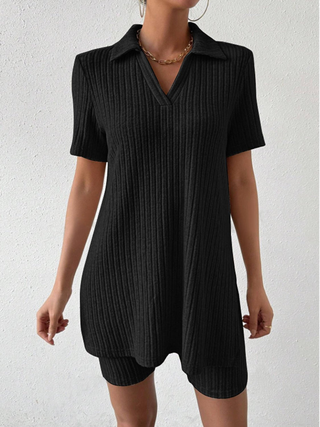 Johnny Collar Short Sleeve Top and Shorts Set - ViarousViarousViarous