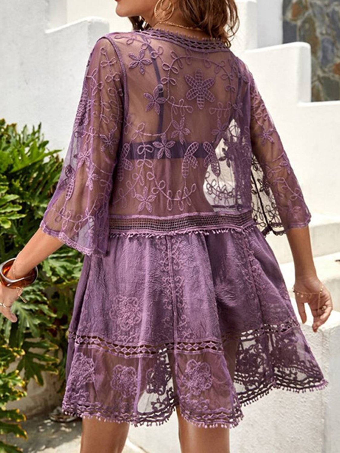 Lace Detail Plunge Cover - Up Dress - ViarousViarousViarous