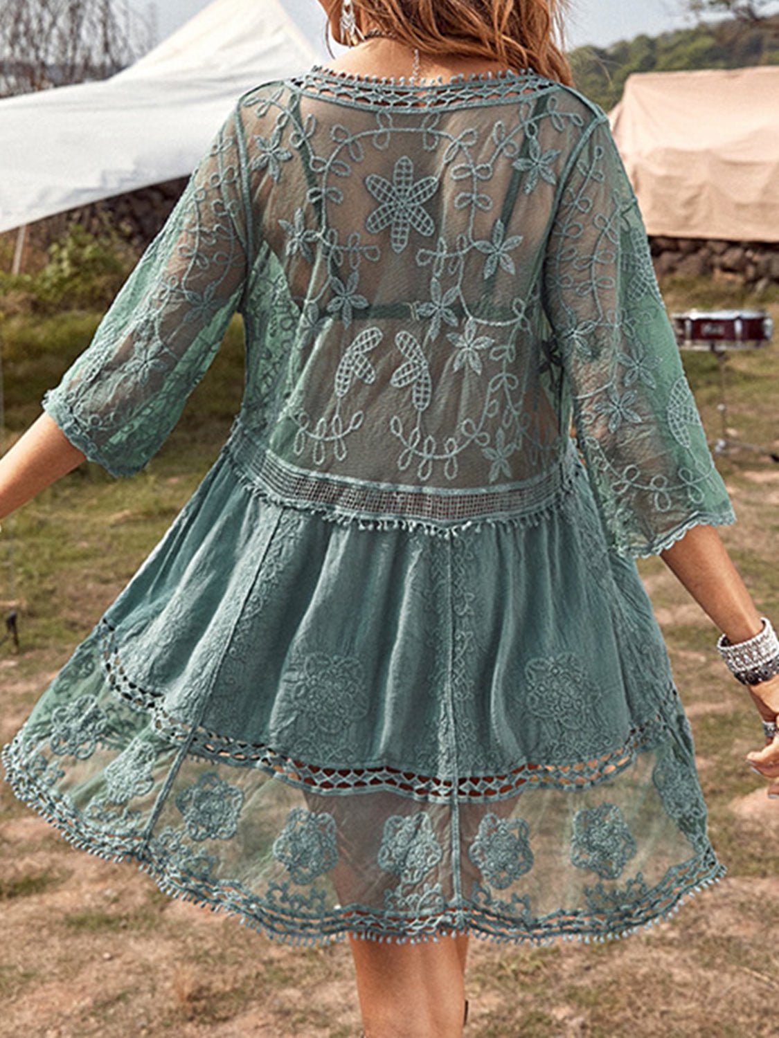 Lace Detail Plunge Cover - Up Dress - ViarousViarousViarous
