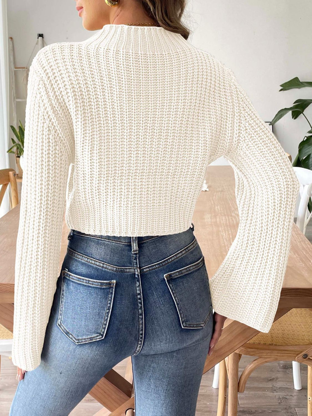 Mock Neck Long Sleeve Sweater - ViarousViarousViarous
