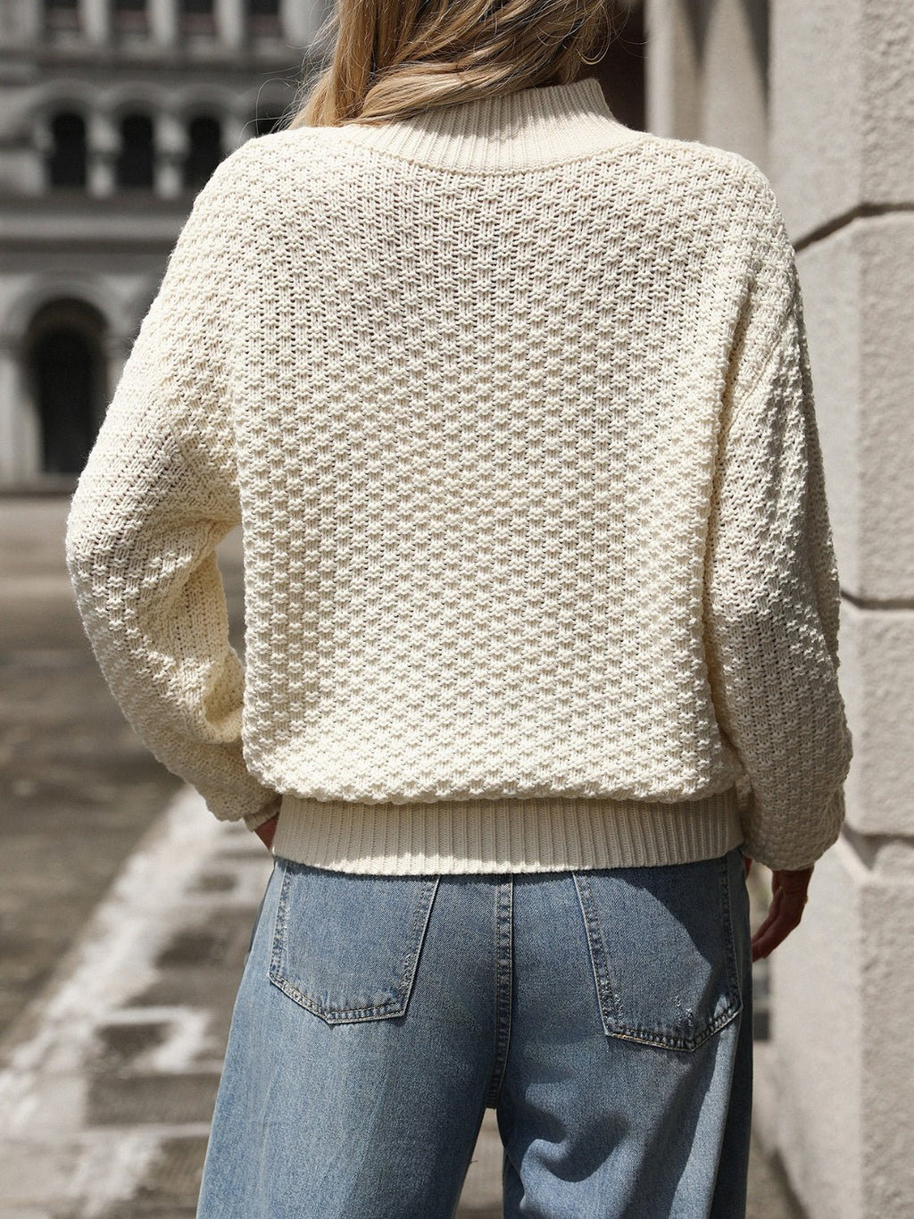 Mock Neck Long Sleeve Sweater - ViarousViarousViarous