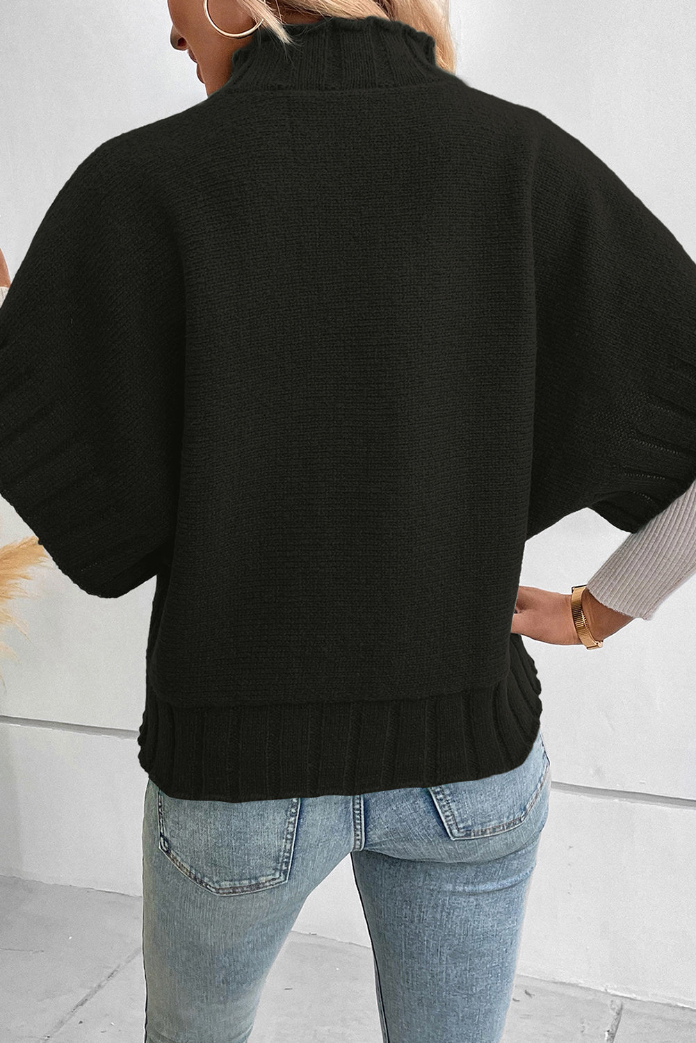 Mock Neck Short Sleeve Sweater - ViarousViarousViarous