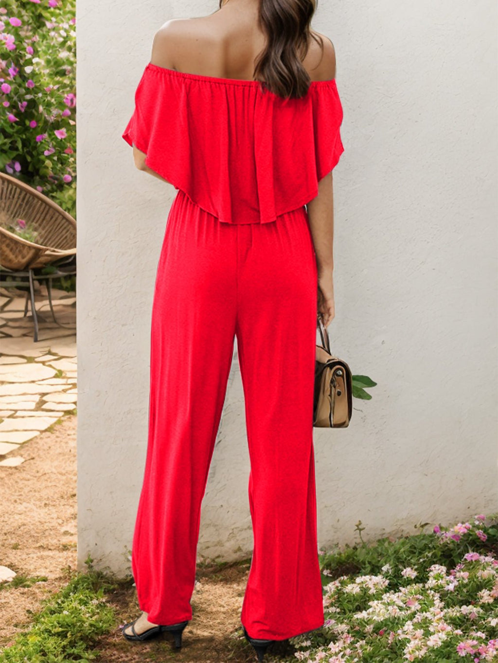 Off - Shoulder Wide Leg Jumpsuit - ViarousViarousViarous