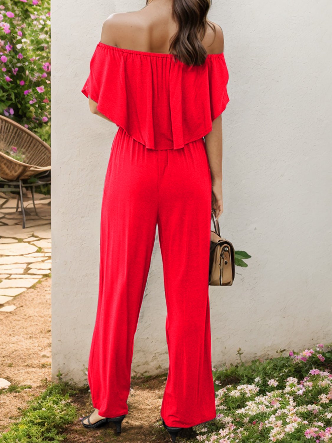 Off - Shoulder Wide Leg Jumpsuit - ViarousViarousViarous