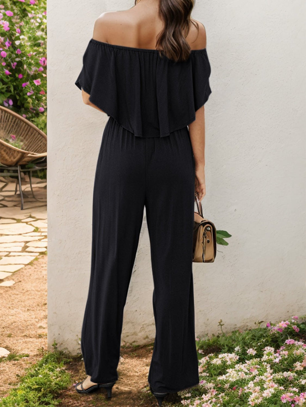 Off - Shoulder Wide Leg Jumpsuit - ViarousViarousViarous