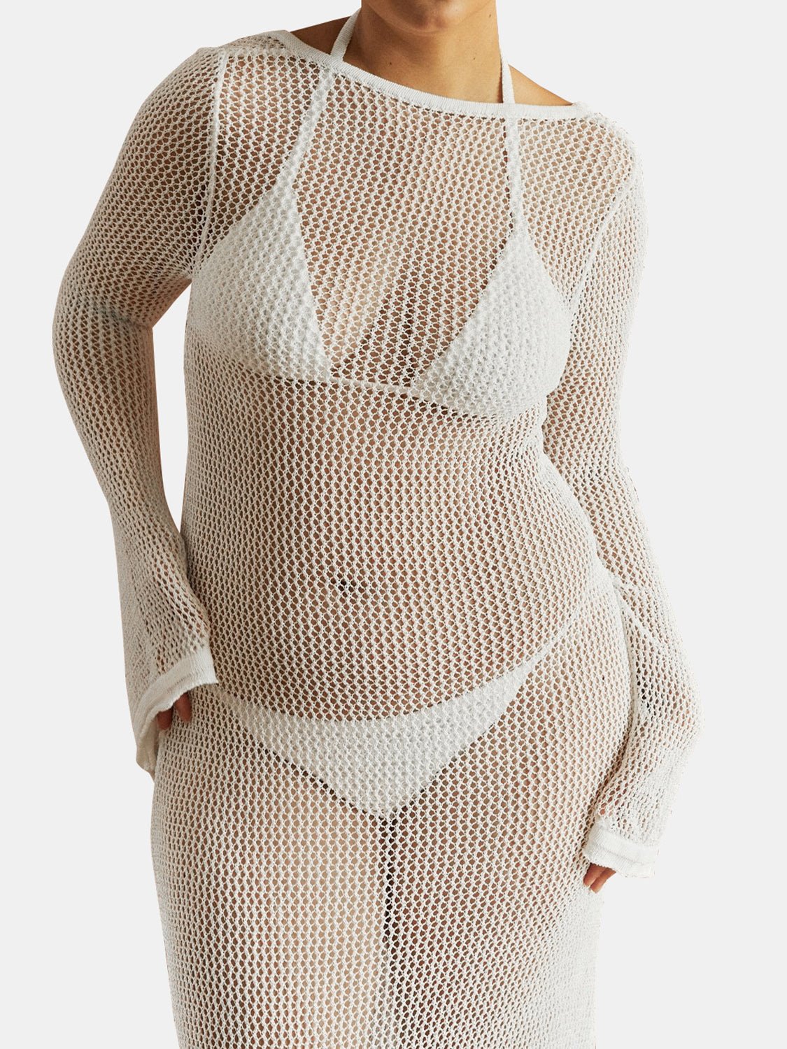 Openwork Backless Flare Sleeve Cover - Up Dress - ViarousViarousViarous