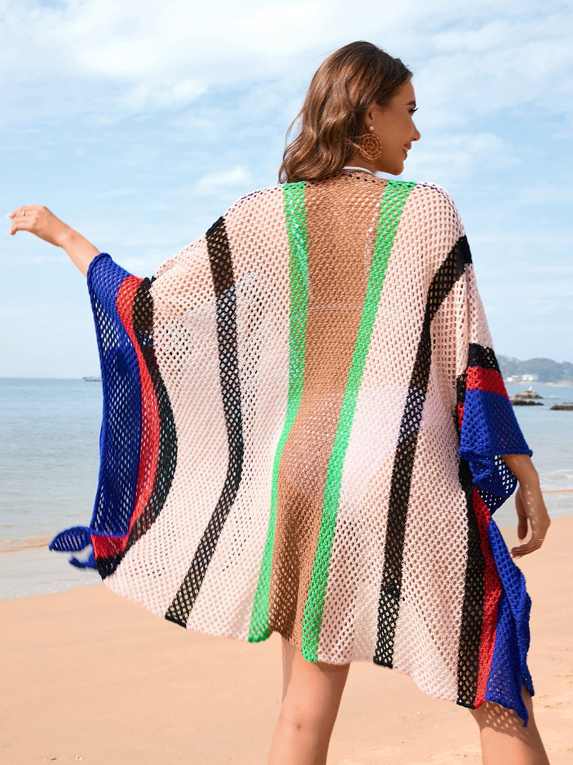Openwork Color Block Plunge Cover - Up - ViarousViarousViarous