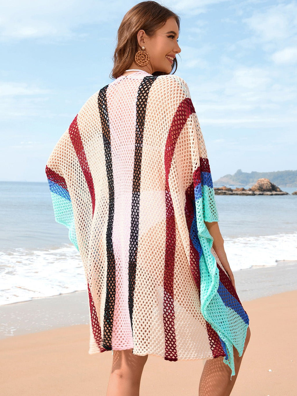 Openwork Color Block Plunge Cover - Up - ViarousViarousViarous